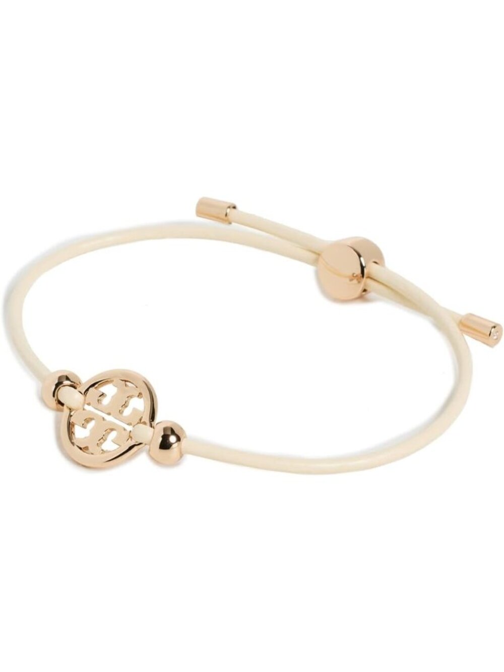 Tory Burch Women’s Gold Ivory Icon Slider Designer Gold Tone Adjustable Bracelet